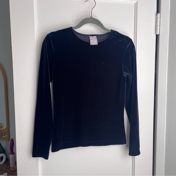 VTG ESPRIT black velour long sleeve crew (made in USA) S - Picture 2 of 6